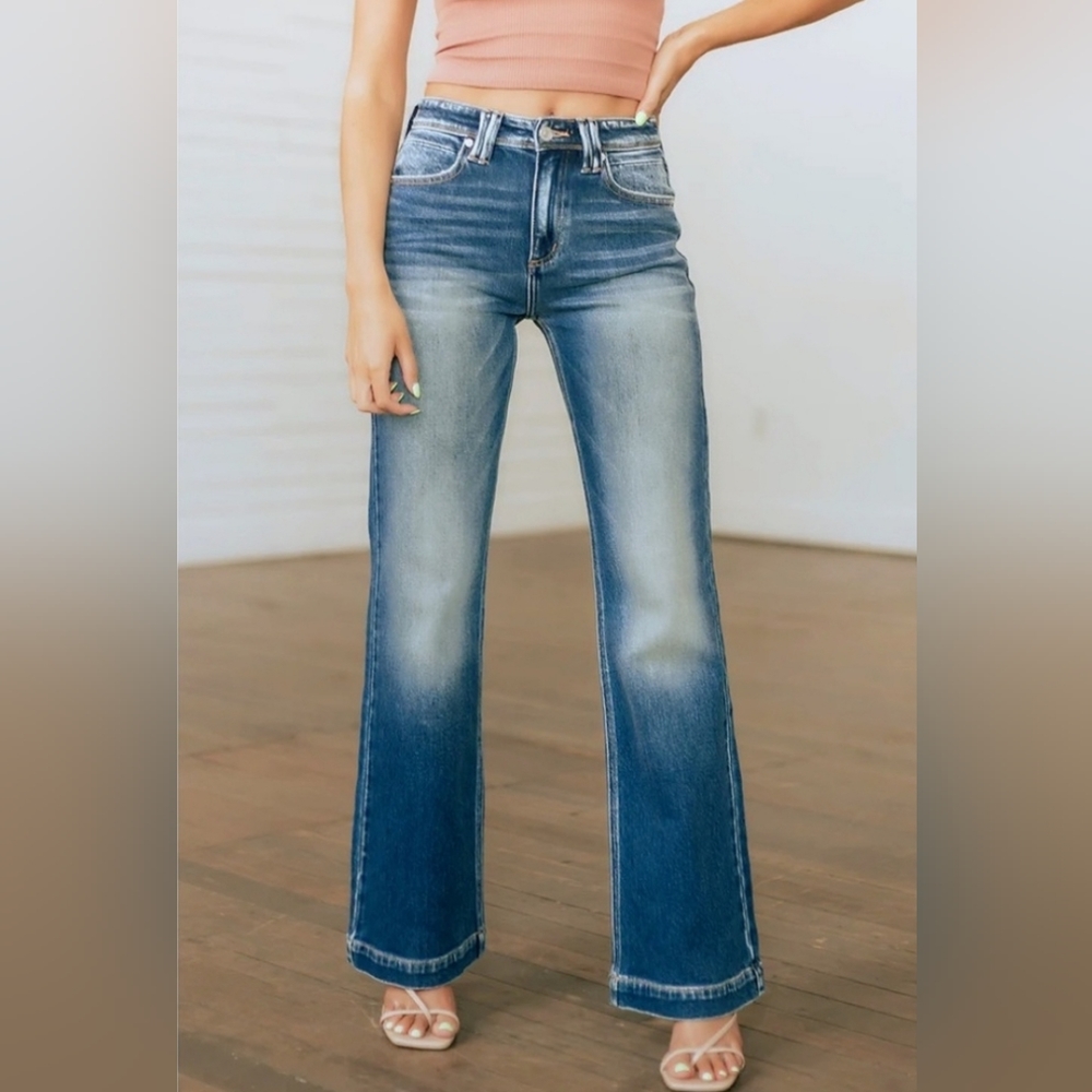 Kancan | Medium Wash High Rise Wide Relaxed Denim Jeans